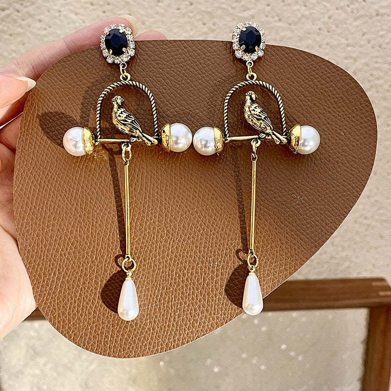 BIRD CAGE PEARL EARRINGS