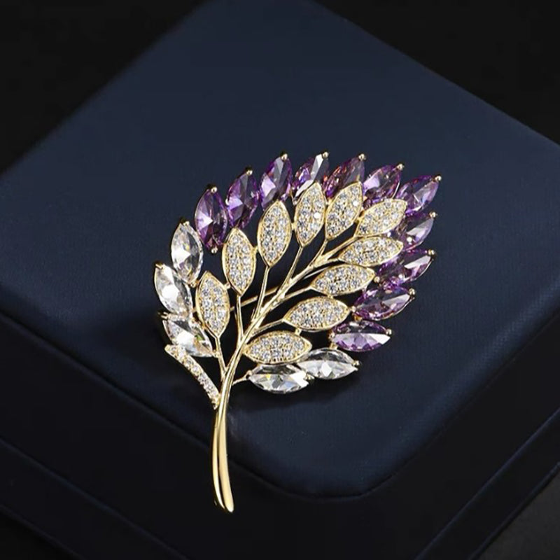 PURPLE LEAF BROOCH