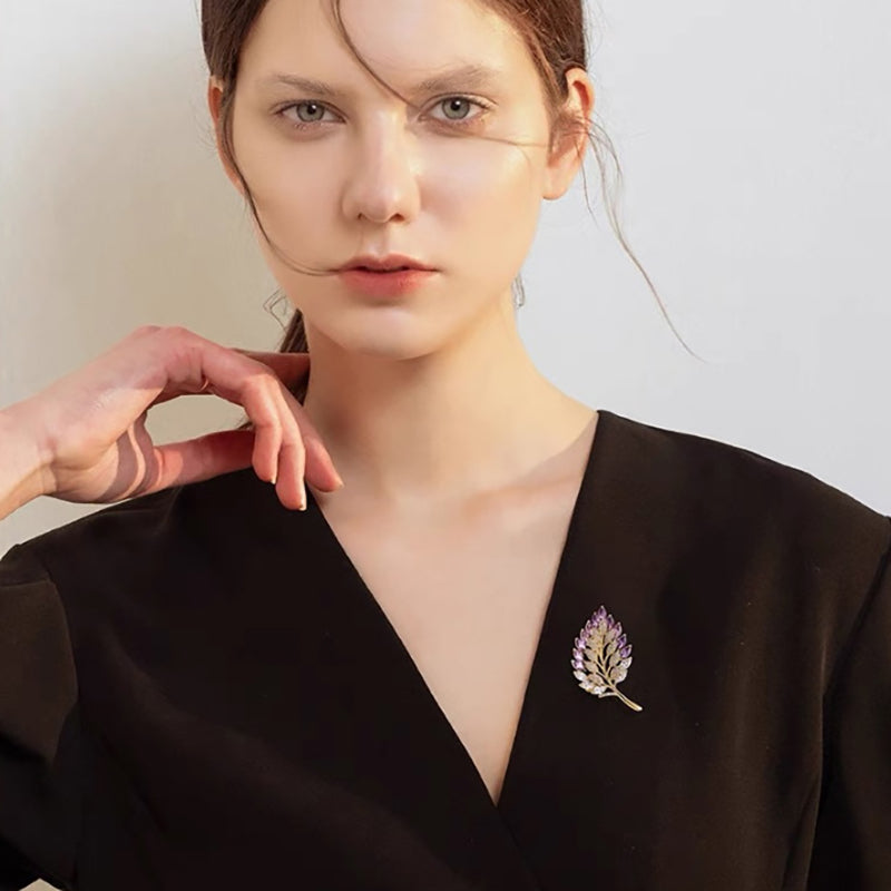 PURPLE LEAF BROOCH