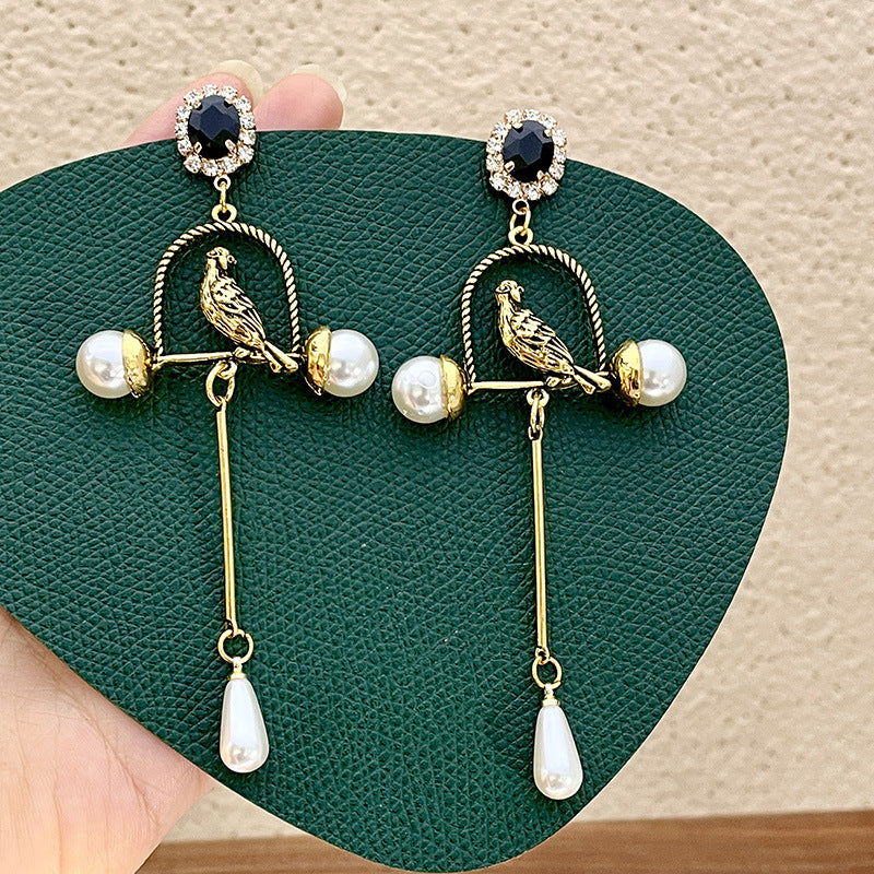 BIRD CAGE PEARL EARRINGS