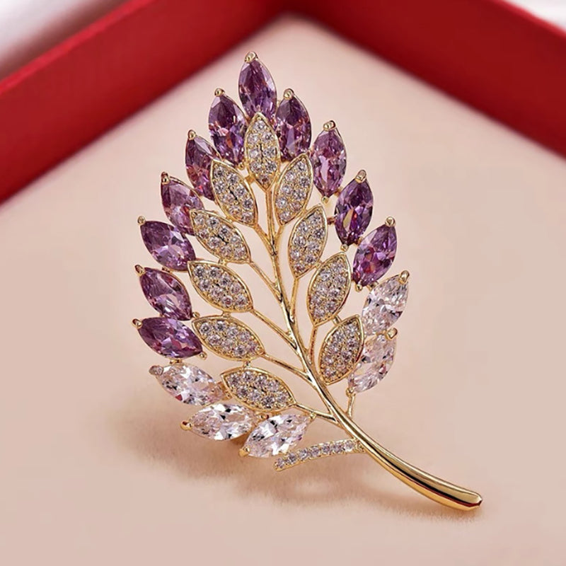 PURPLE LEAF BROOCH
