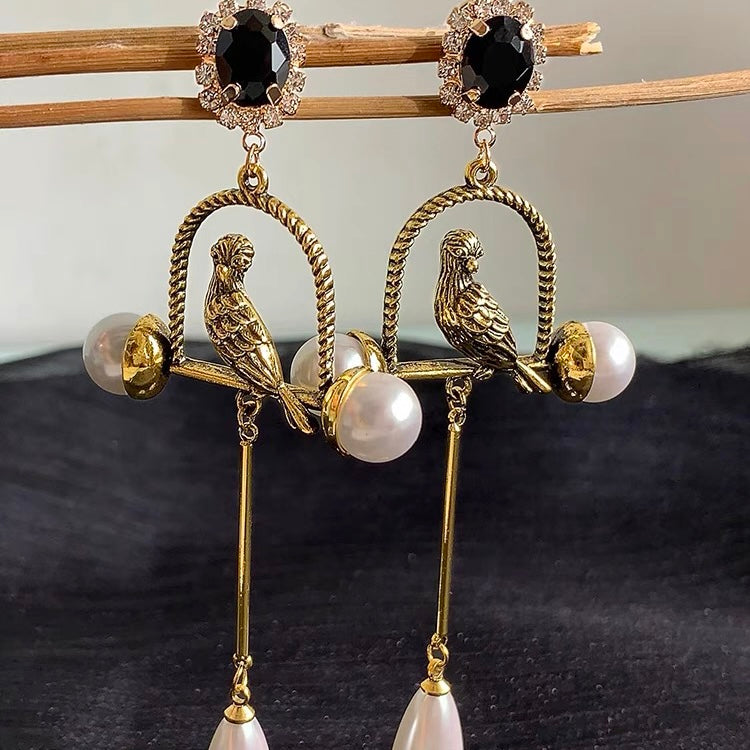 BIRD CAGE PEARL EARRINGS
