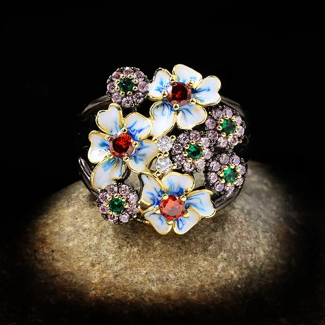 ANTIQUE EPOXY FLORAL RING