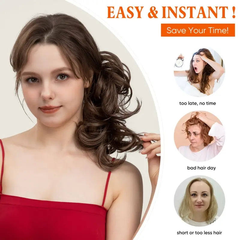 CURLY WAVY CLIP IN HAIR BUN