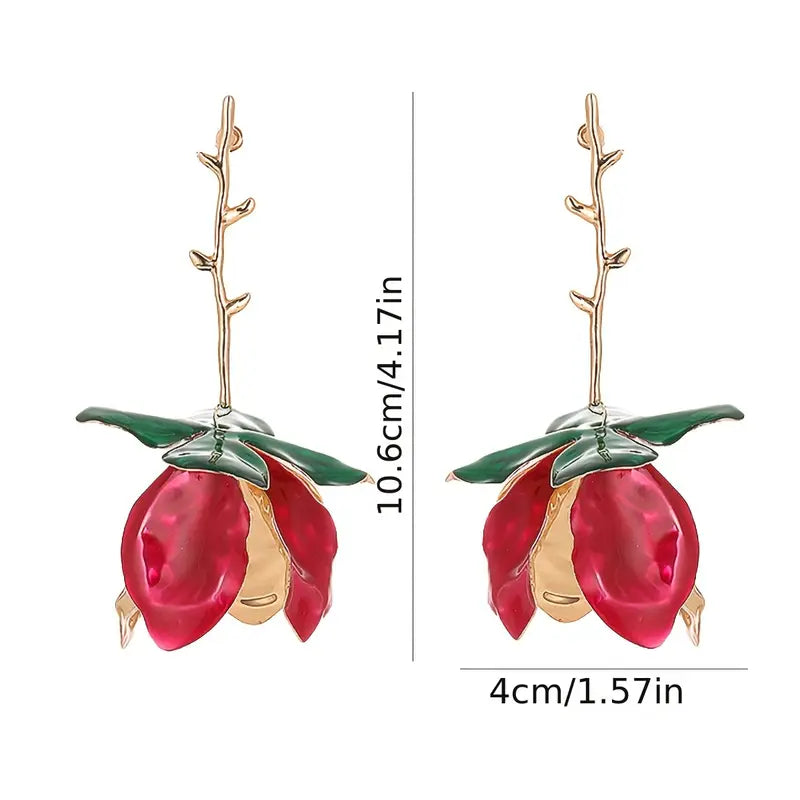 HOT PINK PETAL BRANCH EARRING