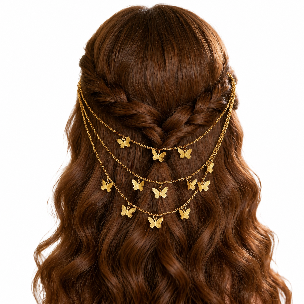 GOLDEN BUTTERFLY HAIR CHAINS