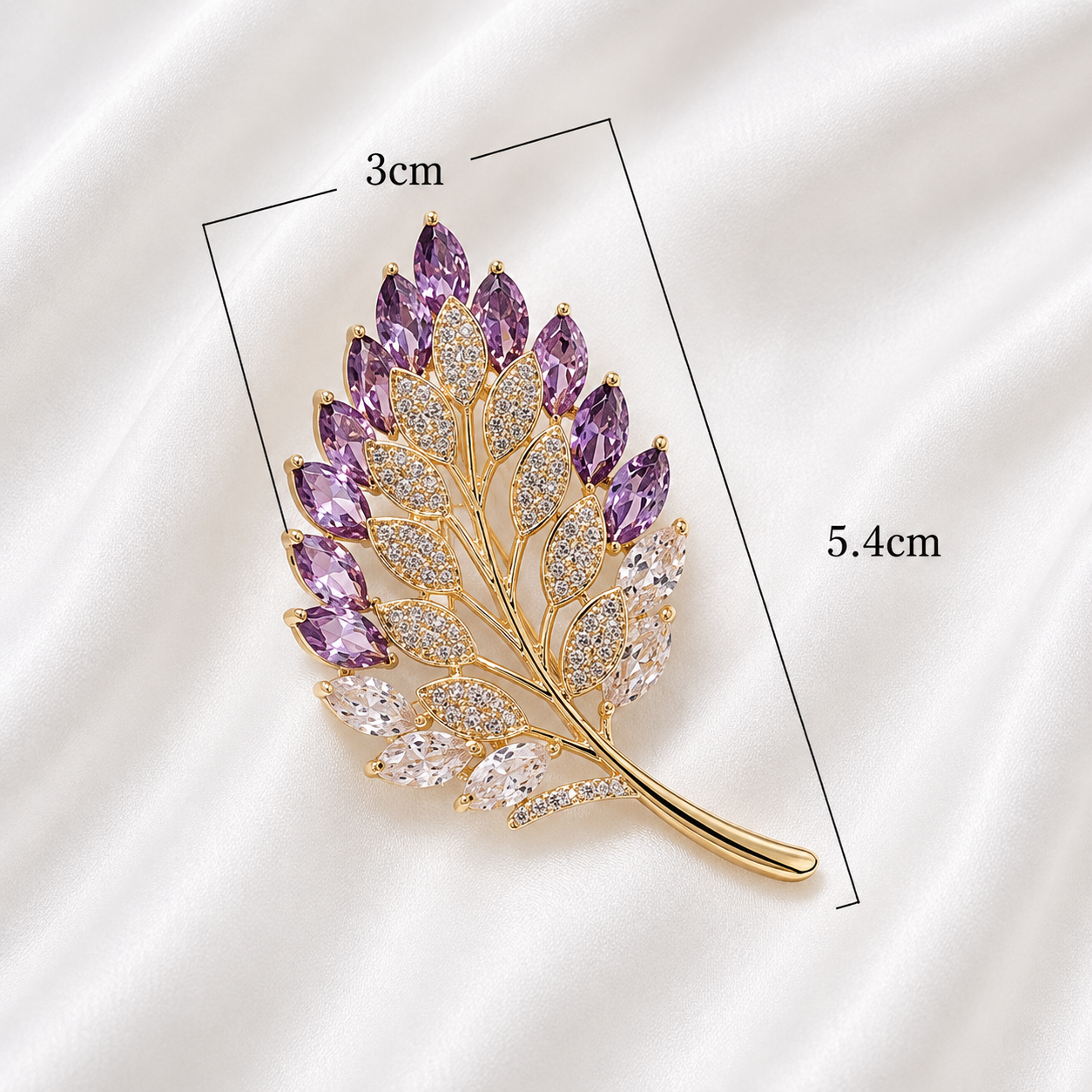 AMETHYST LEAF BROOCH