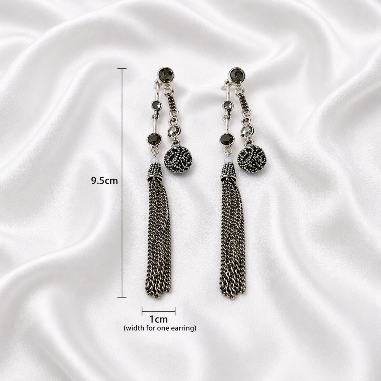 ROUND BALL LONG TASSEL EARRINGS