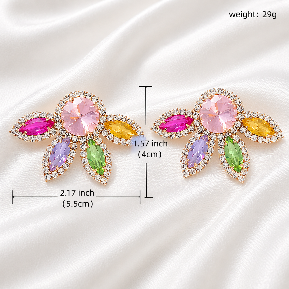 COLORFUL RHINESTONE EARRINGS