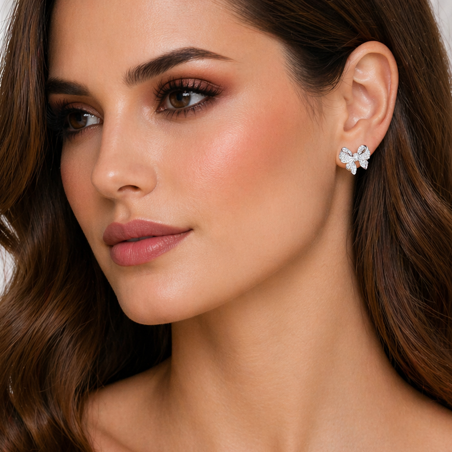 BOW KNOT ZIRCON EARRINGS