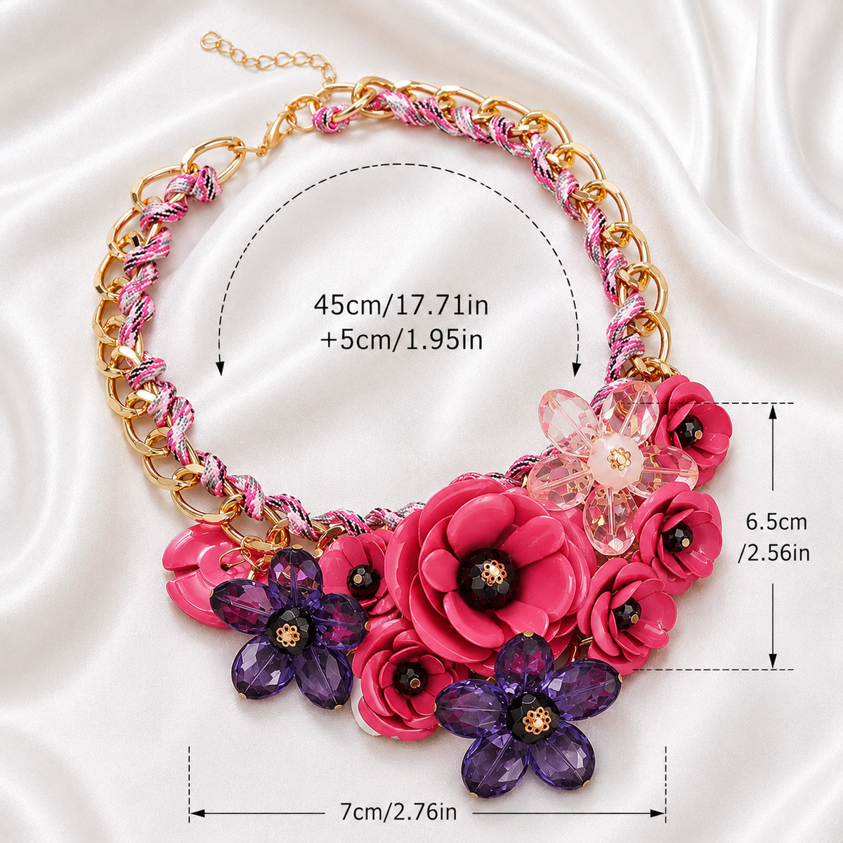 BOHEMIA HANDMADE FLOWER GEM NECKLACE