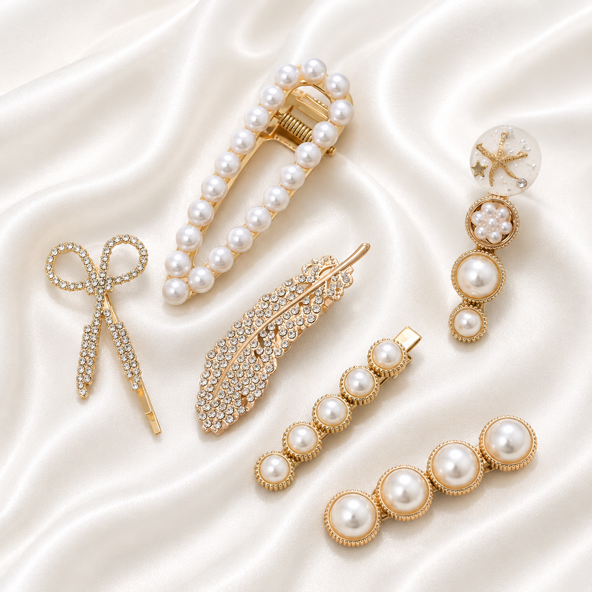 CRYSTAL PEARL HAIR CLIPS