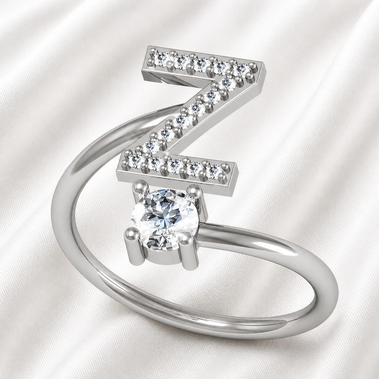 ALPHABET ZIRCON RING