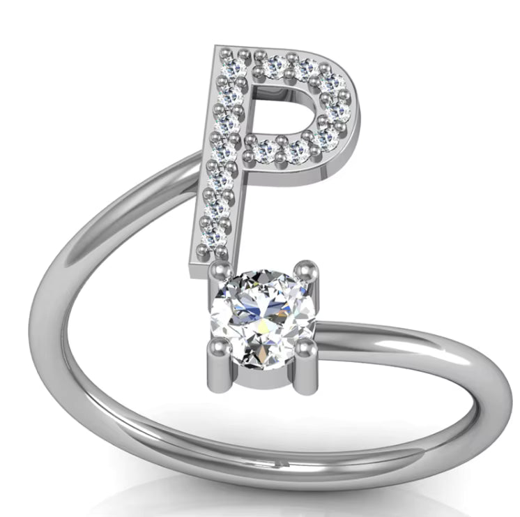 ALPHABET ZIRCON RING