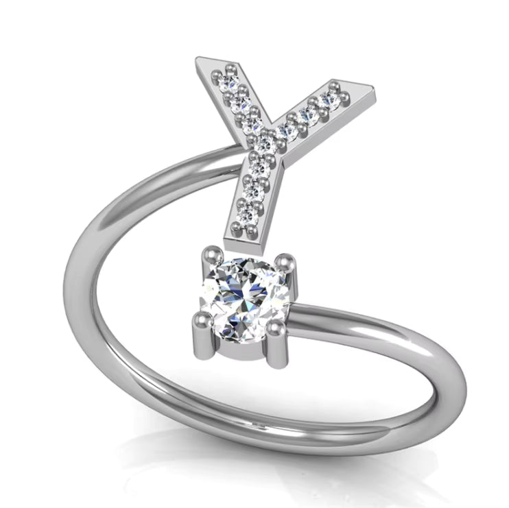 ALPHABET ZIRCON RING