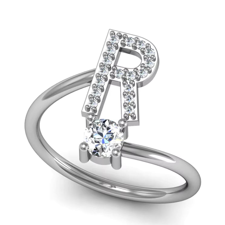 ALPHABET ZIRCON RING