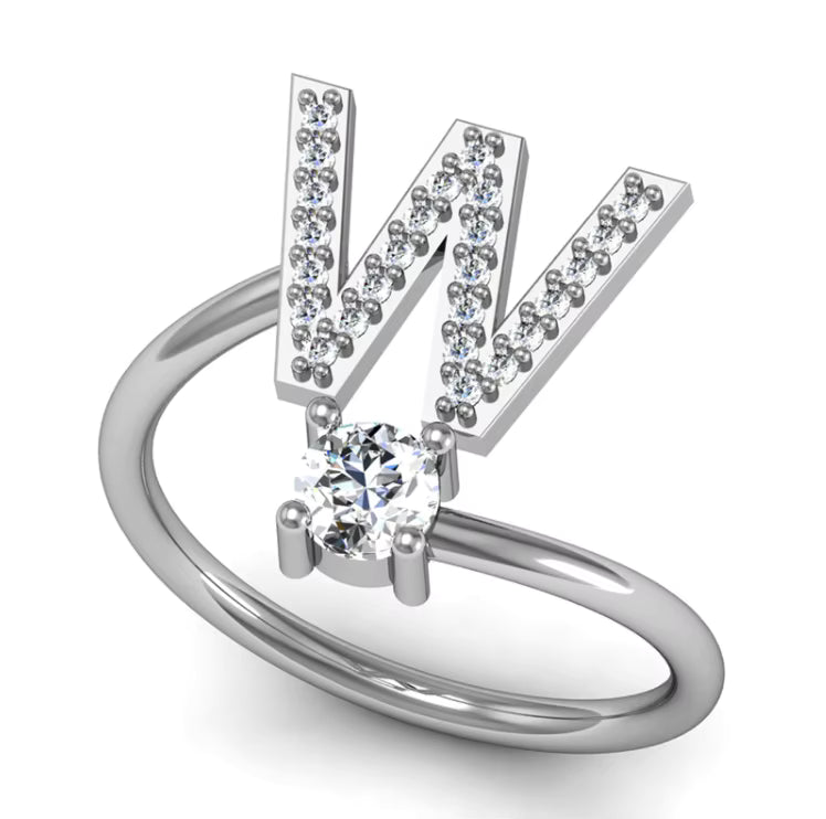 ALPHABET ZIRCON RING