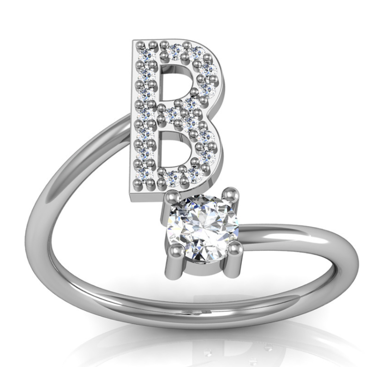 ALPHABET ZIRCON RING