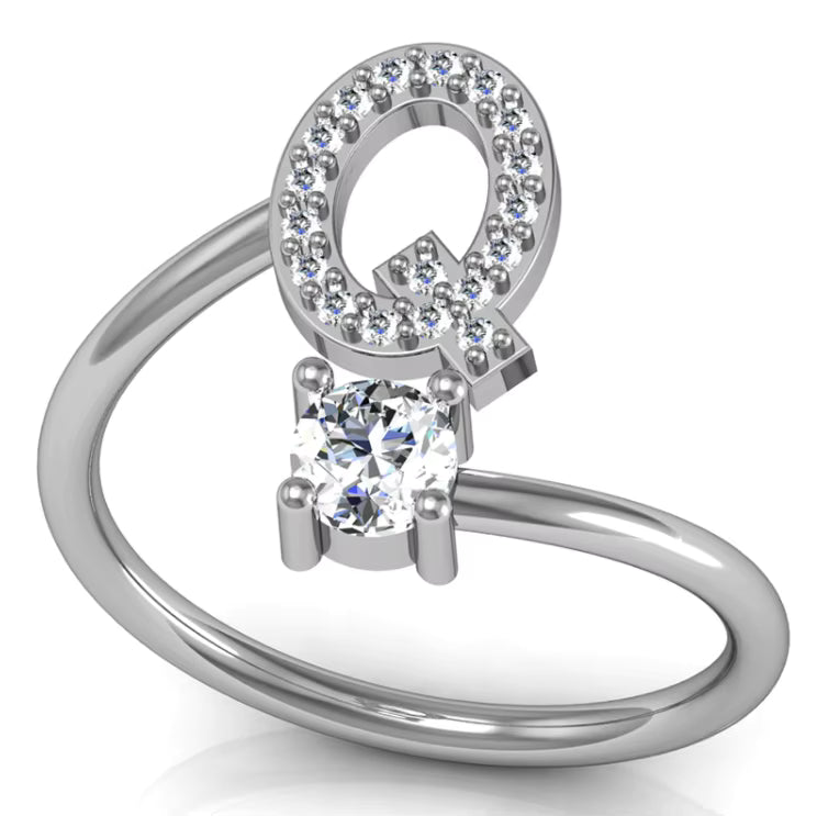 ALPHABET ZIRCON RING
