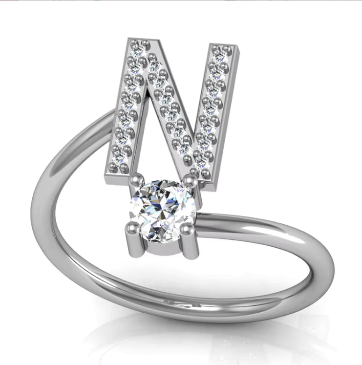 ALPHABET ZIRCON RING