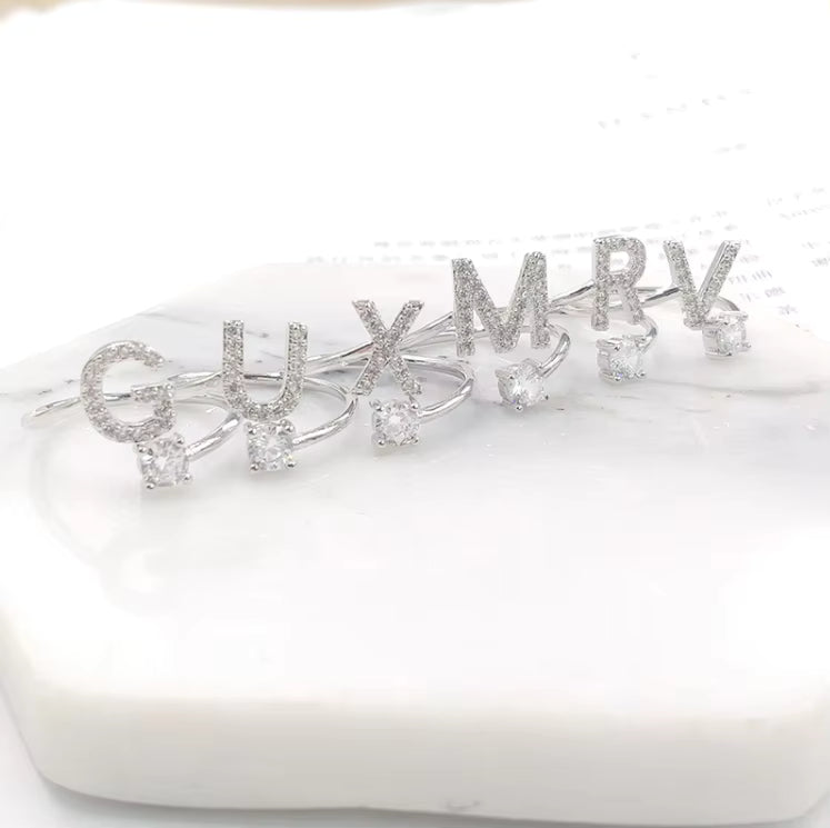 ALPHABET ZIRCON RING