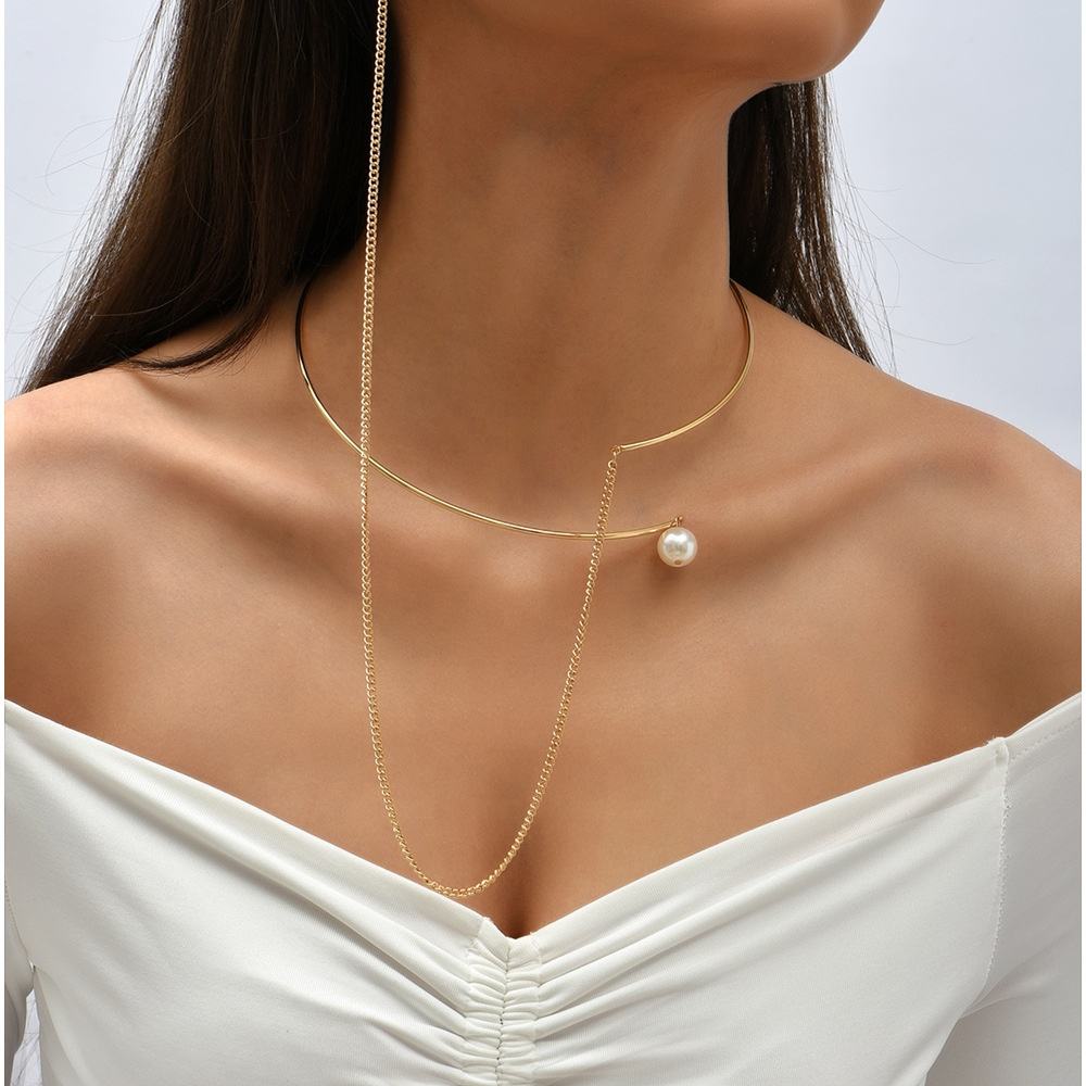 GOLDEN PEARL MINIMALIST LAYERED NECKLACE