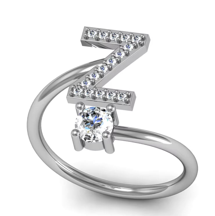 ALPHABET ZIRCON RING
