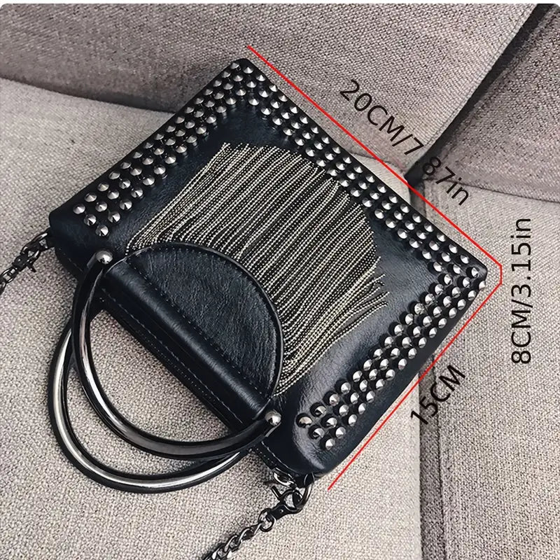 BLACK CROSSBODY STUDDEDE BAG
