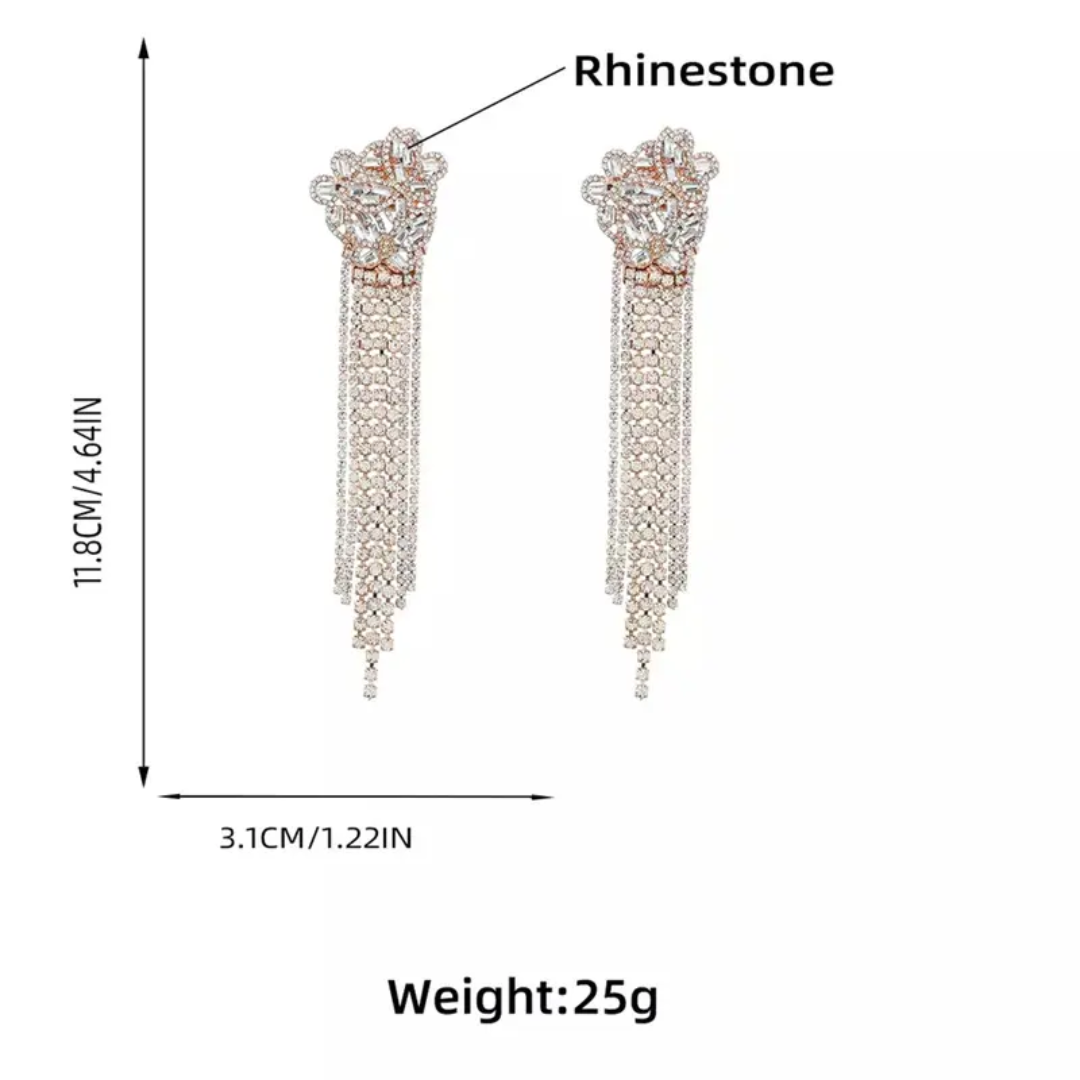 ETHNIC CRYSTAL TASSEL EARRINGS