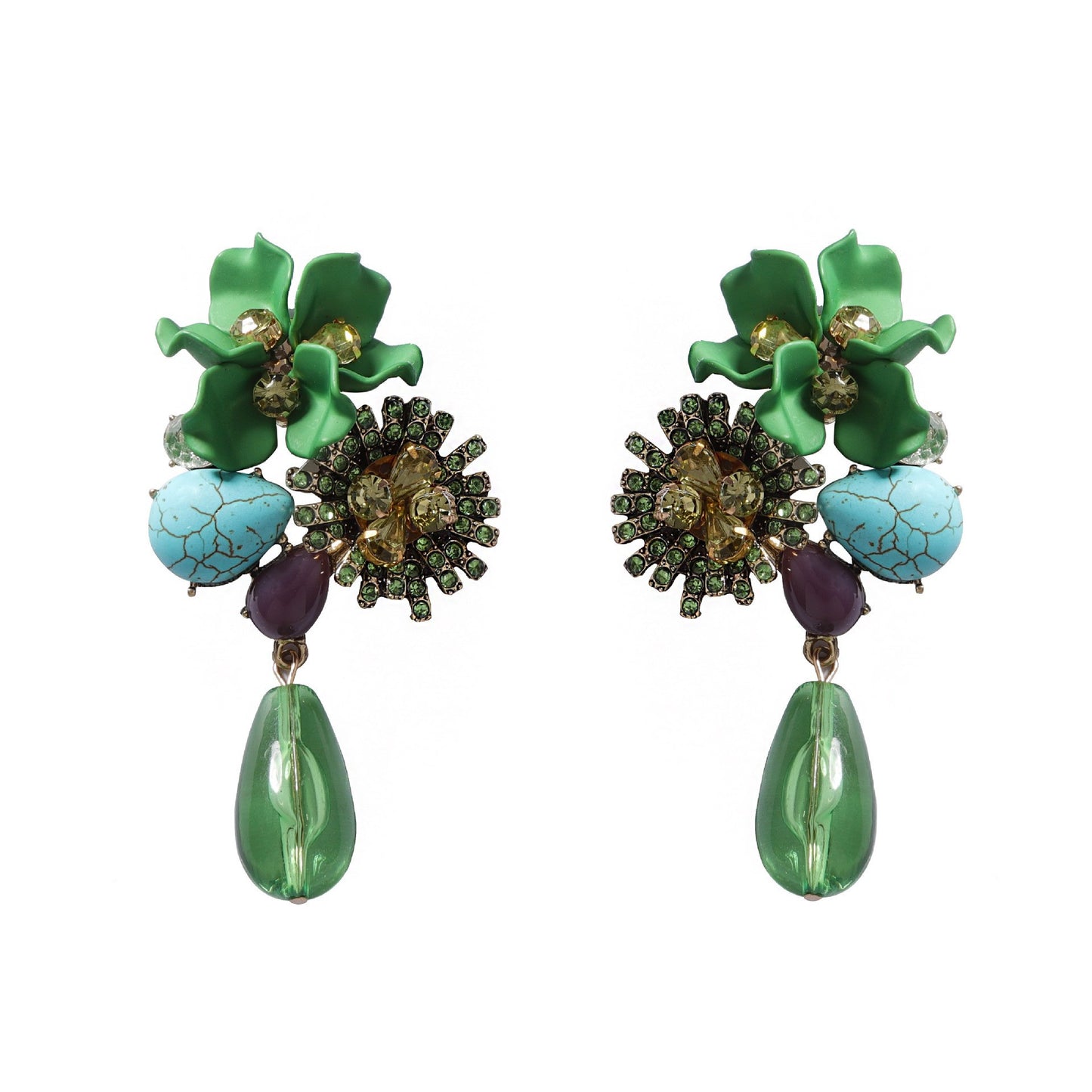 FLORAL WATER DROP EARRINGS