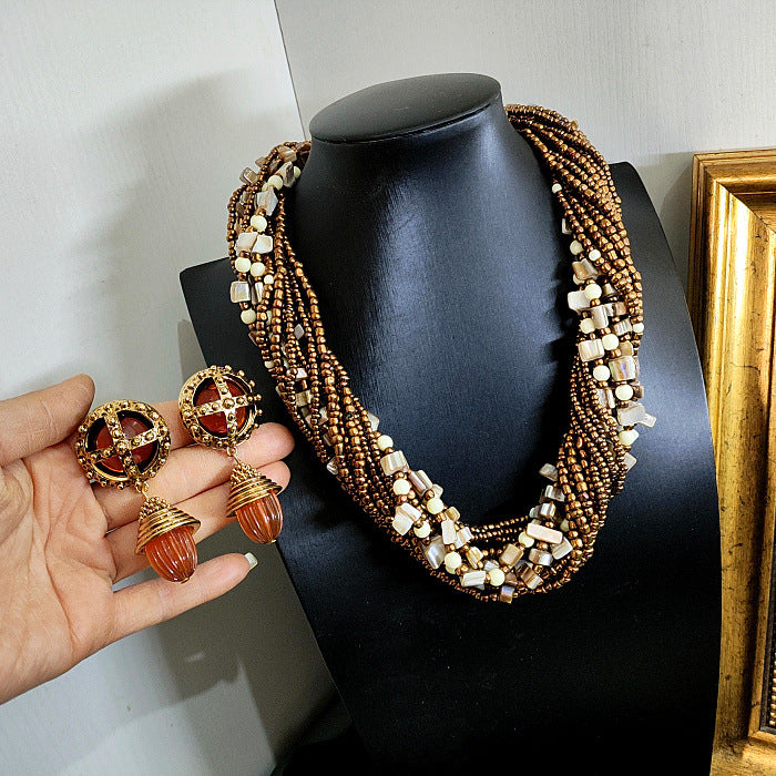 VINTAGE CARAMEL GLASS BEADS SET