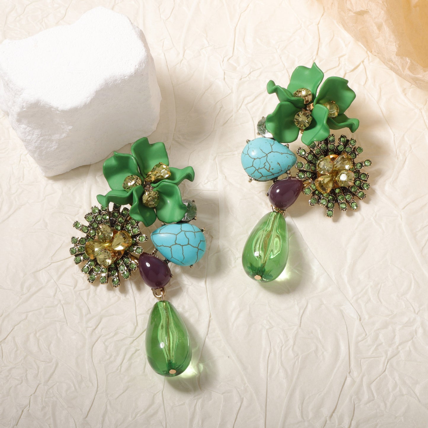 FLORAL WATER DROP EARRINGS