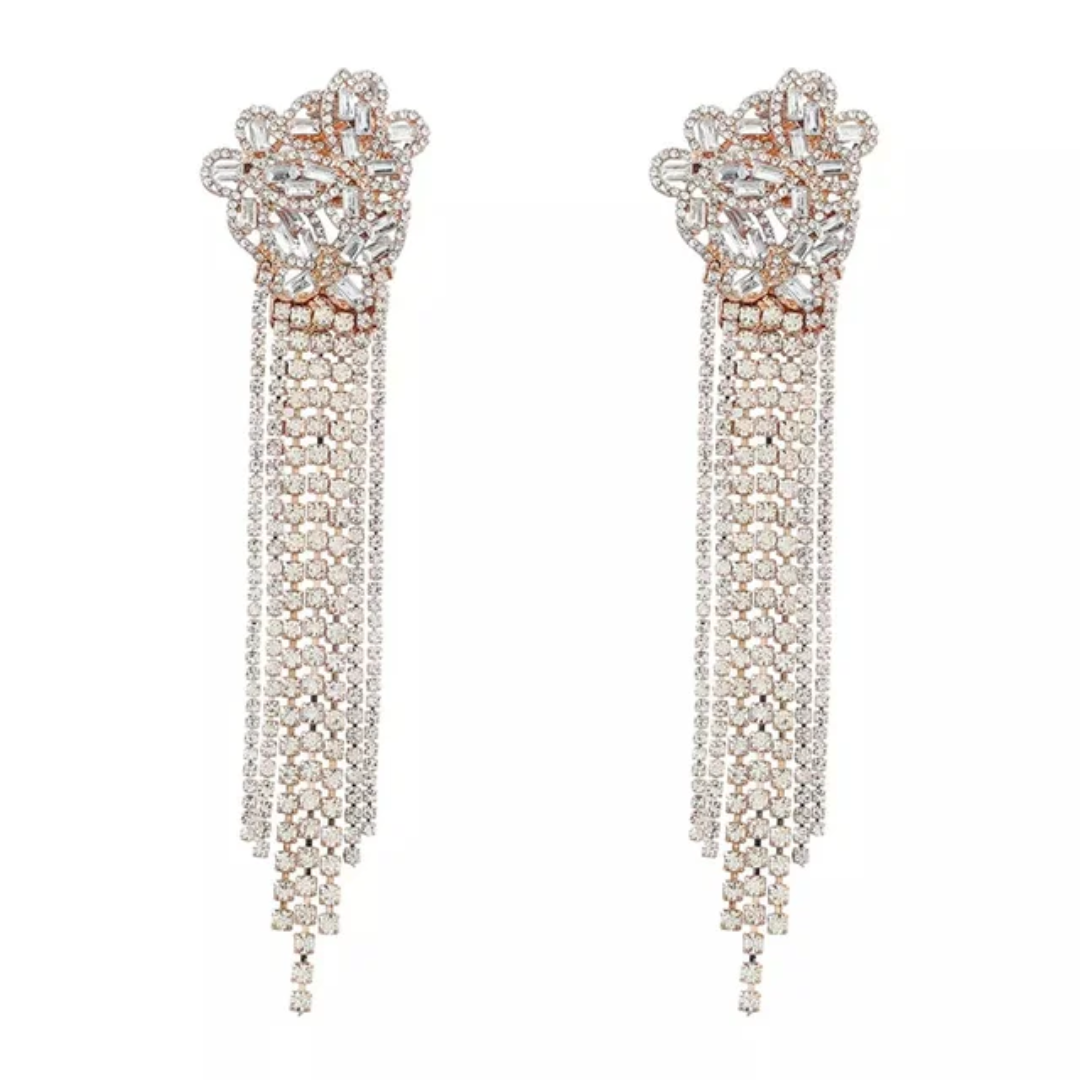 ETHNIC CRYSTAL TASSEL EARRINGS
