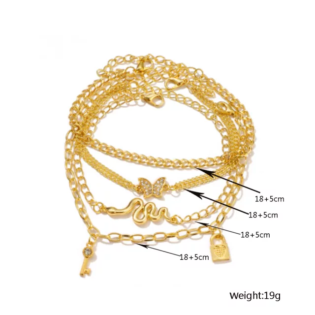 SNAKE CHAIN MULTI LAYER ANKLET