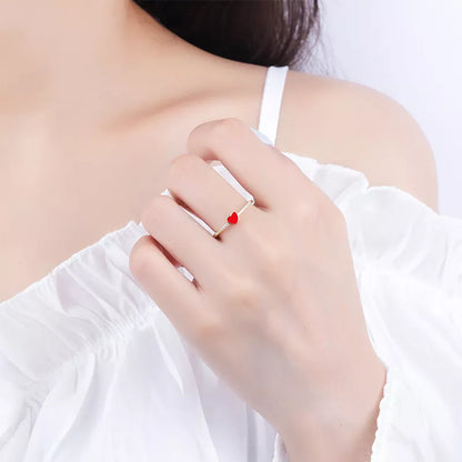 925 STERLING SILVER RED HEART RING