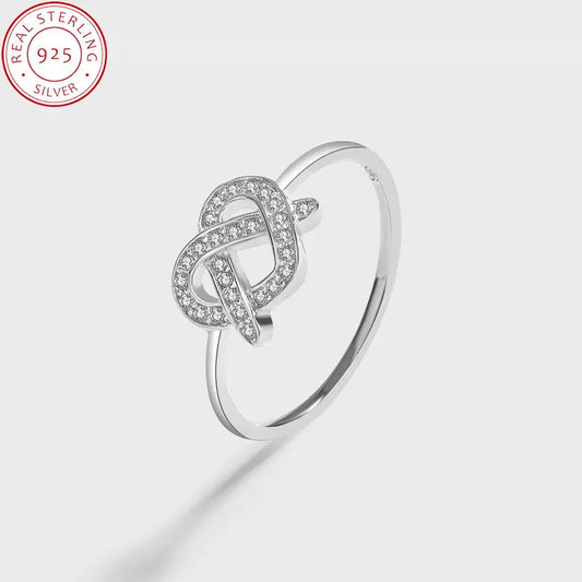 925 STERLING SILVER TWISTED HEART RING
