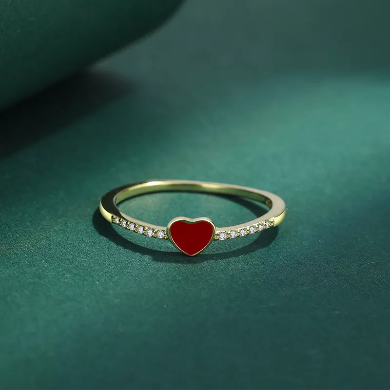 925 STERLING SILVER RED HEART RING