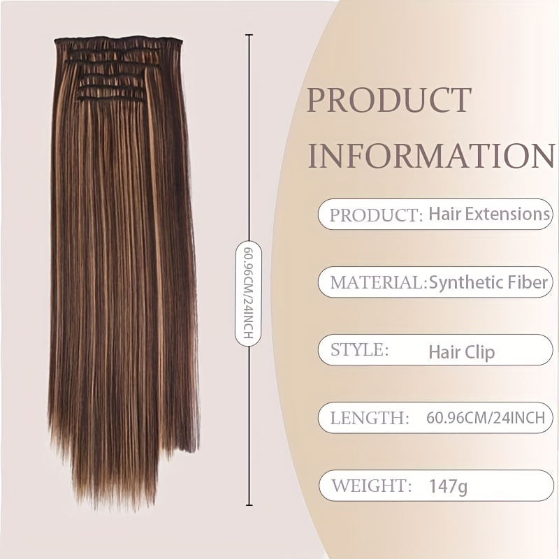 SYNTHETIC STRAIGHT HAIR EXTENSION (16clips)