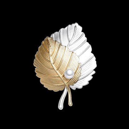 TWO TONE LEAF BROOCH