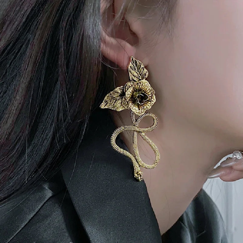 ROSE AND SNAKE EARRINGS