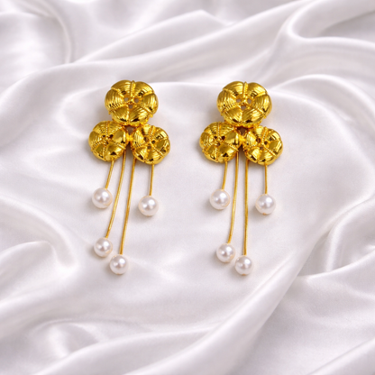 LOTUS PEARL TASSEL EARRINGS