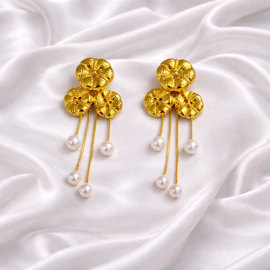 LOTUS PEARL TASSEL EARRINGS