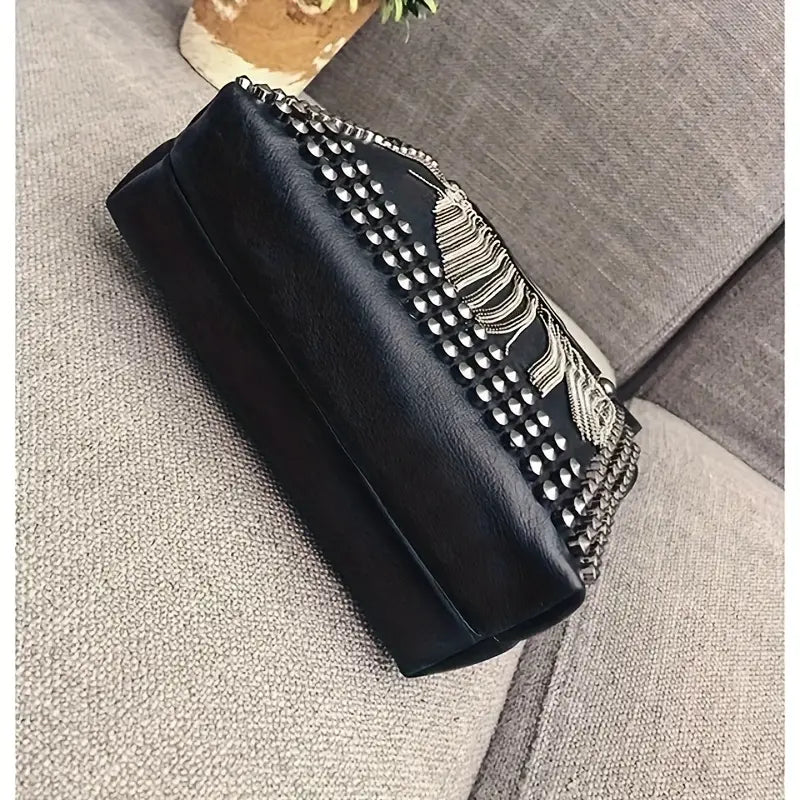 BLACK CROSSBODY STUDDEDE BAG