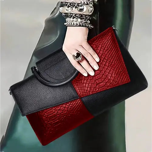 RED/BLACK CROCODILE CROSSBODY BAG