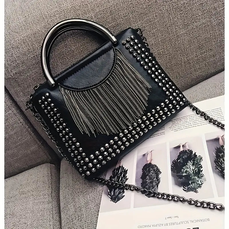 BLACK CROSSBODY STUDDEDE BAG