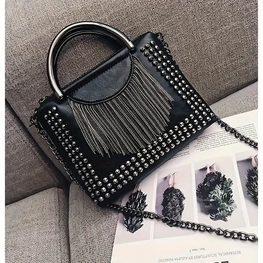 BLACK CROSSBODY STUDDEDE BAG