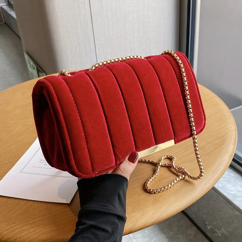 RED VELVET SHOULDER BAG