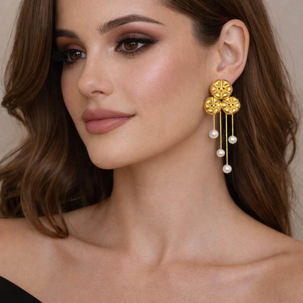 LOTUS PEARL TASSEL EARRINGS