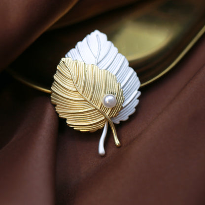 TWO TONE LEAF BROOCH