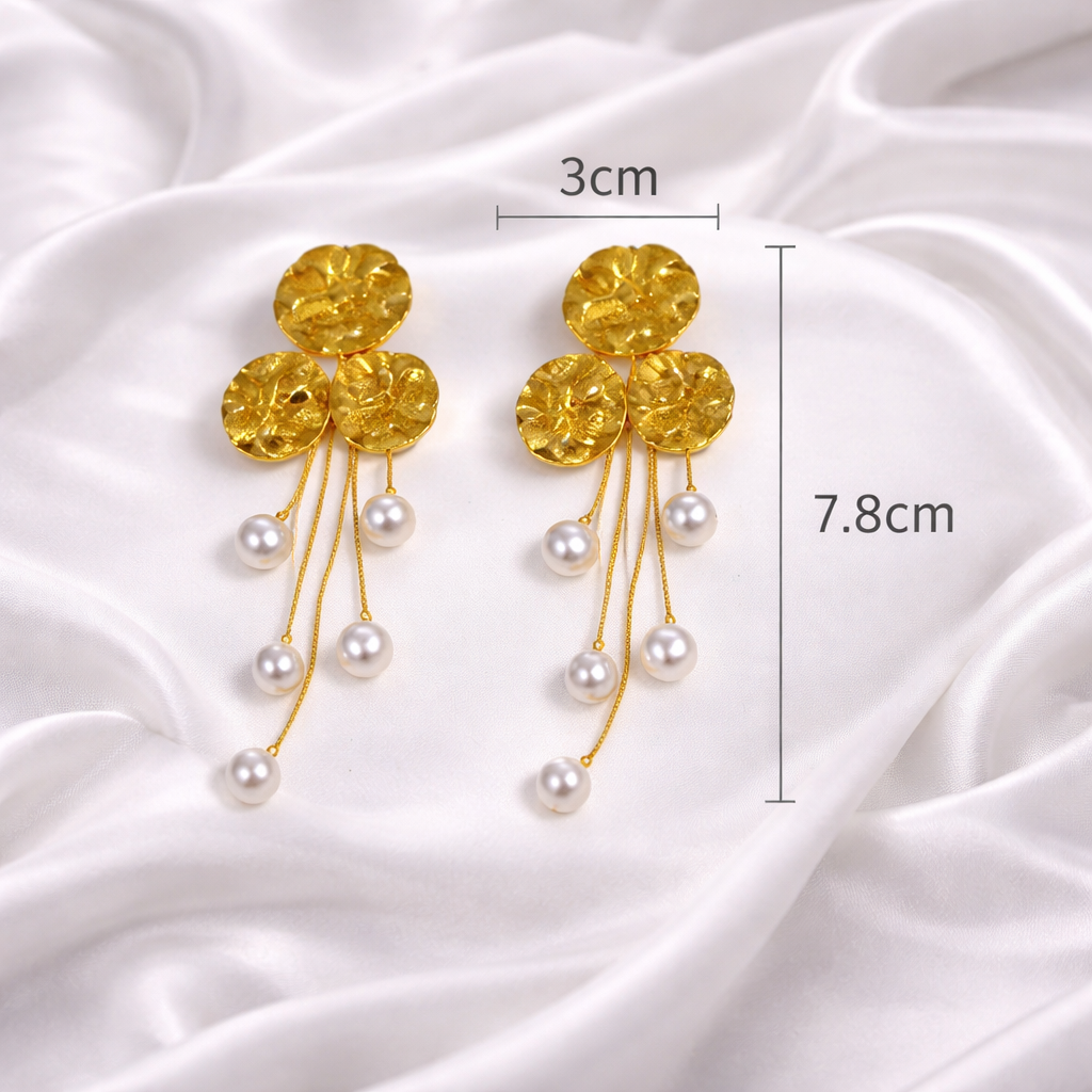LOTUS PEARL TASSEL EARRINGS